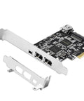 High Speed Firewire 400 PCIe Expansion Card With Four 1394A Ports, 3x 6Pin And 1x 4Pin, Includes Cables And Low Profile Bracket, Works With Windows And Mac OS, TI TSB43AB23 Chipset For Smooth Video Transfer. PCIe x1 card with low-profile bracket