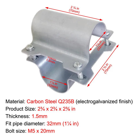 Heavy Duty Greenhouse Cross Grid Pipe Clamps For 1 3/8 Inch OD Tubes Galvanized Steel Fittings With Bolts And Nuts No Rust 20 Pcs 10 Pairs Easy Install Perfect For Farm Fencing Railings And Garden Greenhouses