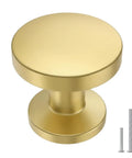 10 Pack Brushed Brass Cabinet Knobs Round Gold Drawer Knobs Kitchen Cabinet Handles Solid Zinc Alloy Pulls For Bathroom Dresser Hardware Beefy Durable Smooth Satin Finish Easy Install Timeless Modern Kitchen Update, brushed brass round knob with screws