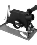 Pro Grade Angle Grinder Stand With Adjustable Bracket And Dust Collection Desktop Workshop Tool Featuring Linear Guide Rails For Precise Straight And 45 Degree Cuts Multipurpose Grinding Table For Home Shops And Garages, side view