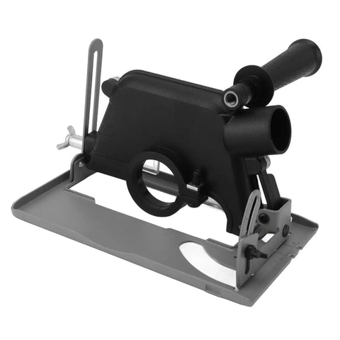 Pro Grade Angle Grinder Stand With Adjustable Bracket And Dust Collection Desktop Workshop Tool Featuring Linear Guide Rails For Precise Straight And 45 Degree Cuts Multipurpose Grinding Table For Home Shops And Garages, side view
