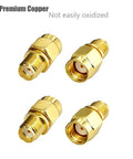 4 Pack SMA Female To RP-SMA Male RF Coaxial Adapters For Antennas And Wireless Gear, copper core, displayed on white background