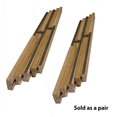 Premium Solid Wood Equalizer Table Slide Set For Pedestals 40 Inch Extension Pair showing smooth glides, sold as a pair.