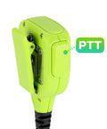 Back view of green IP56 Waterproof Dustproof Shoulder Speaker Microphone with PTT button for Two Way Radios 2 Pin
