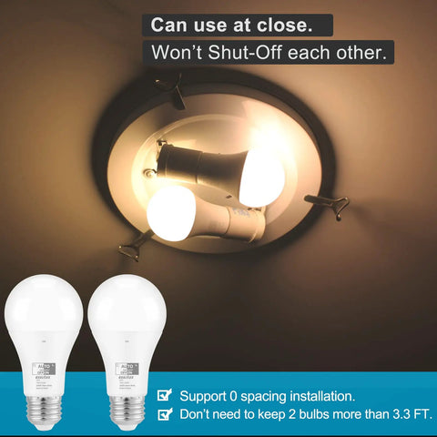 Dusk To Dawn Outdoor A19 LED Bulbs With Auto On Off Photocell Sensor No App Needed 60W Equivalent Warm White 3000K in fixture