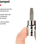 Three Eighth Inch Drive T40 Torx Bit Socket With S2 Steel Bit Press Fit For A Solid High Torque Grip Six Lobe Torx Design, large marking