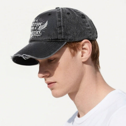 Side profile of a man wearing a breathable men's baseball cap with vented top holes and sweat-wicking design.