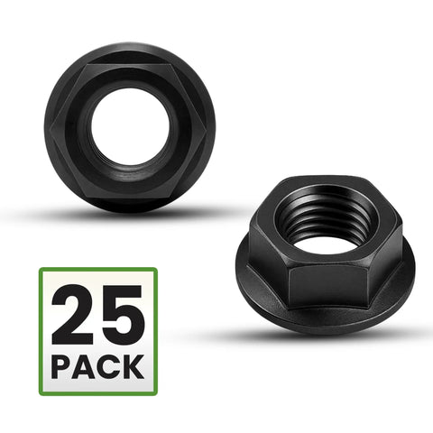 M6 X 1.0 Black Zinc Flange Nuts 25 Pack Badass Metric Hardware Built Tough For Automotive Projects Easy Peasy Setup And Heavy Duty Performance You Can Rely On