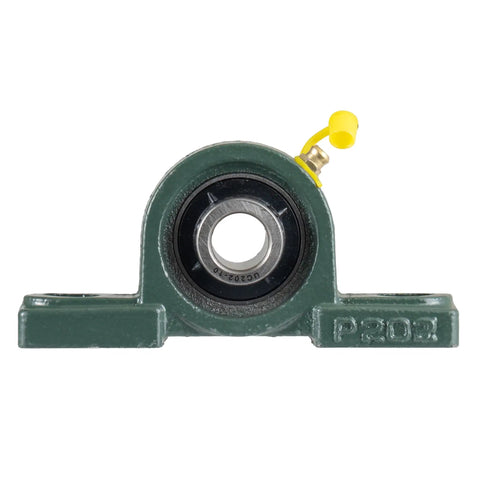 Front view of Heavy Duty Pillow Block Mounted Ball Bearing UCP202-10 with five-eighth inch bore in cast iron housing.