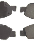 Front and back views of Centric Premium Ceramic rear brake pad set for Subaru, 4-piece