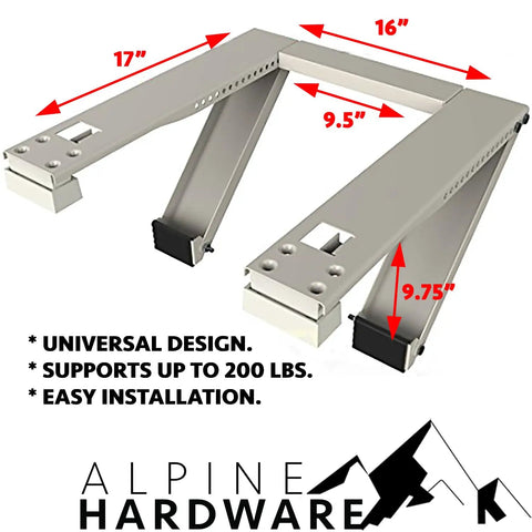 Universal Window Air Conditioner Bracket Heavy Duty Support For 12000 BTU To 24000 BTU Units showing dimensions