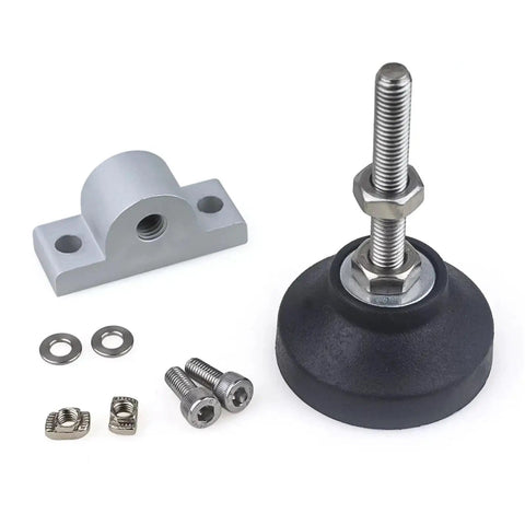 Adjustable Foot Pad Kit For Aluminum Profiles And Caster Wheels Four Pack With Height Adjustable Feet M8 M10 M12 50mm And 60mm Dia Leveling Furniture Feet For Cabinets Stands Small Machinery Durable And Easy To Install