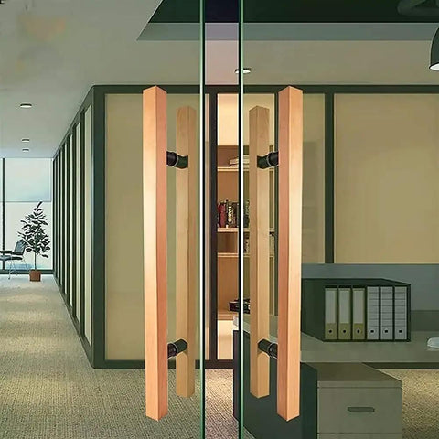 Pro Grade Heavy Duty Commercial Door Pull Handles And Solid Wood Double Sided Glass Armrest With Sturdy Back To Back H Shape Design For Office Sliding Doors And No Hassle Cabinet Swaps