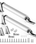 Two Pack Heavy Duty Pneumatic Door Closers With Quiet Soft Close Adjustable Speed And Position Stop in silver finish