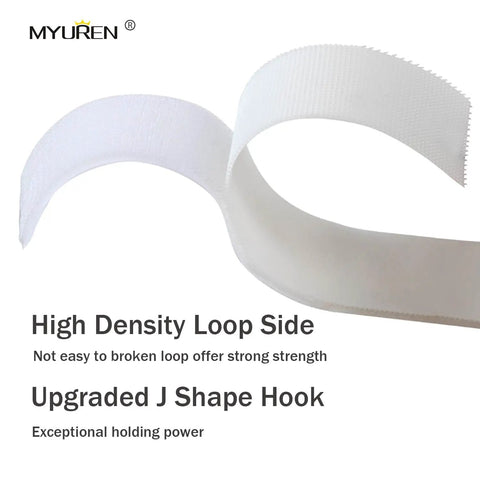Hook And Loop Strips Three Quarters Inch By 5 Yard Nylon Fastener with high density loop side and J shape hook, white