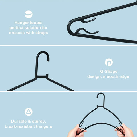 Straight Up Solid 50 Pack Plastic Hangers With Four Swivel Hooks Ultimate Space Saving Closet Organizer For Everyday Clothes Scarves Tanks And Wall Mounted Heavy Duty Wardrobe Rack Heavy Lifters