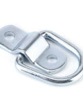 Eight Piece Rock Solid Tie Down D Ring Load Anchors With Heavy Duty Forged Iron Lashing Rings And Simple Mounting Brackets For Truck Trailer Boat Cargo Securing 1000 Kg Capacity No Sweat Setup - close-up of a forged iron D-ring with mounting bracket.