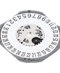 Close-up of VJ42 Automatic Watch Movement With Date Function showing numbers and gears for DIY watch repair