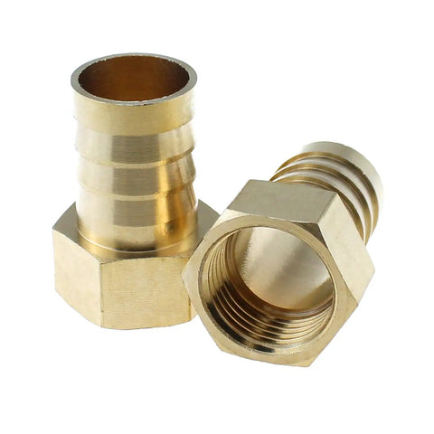 Two Pack Brass Hose Barb Fittings, Half Inch NPT Female To Three Quarter Inch Barb Adapter Connector, durable and corrosion resistant