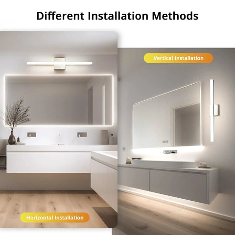 Vanity Light Bars for Bathroom Above Mirror Chrome Finish 24 Inch LED 14W Natural White 4000K Soft Shadow Free Wall Lamp installation
