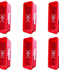 Tough As Nails Heavy Duty Polyethylene Outdoor Fire Extinguisher Wall Box Cabinet Secure Enclosure For 10 Lb Units Durable Red Safety Mount Case Six Pack displayed in a grid.