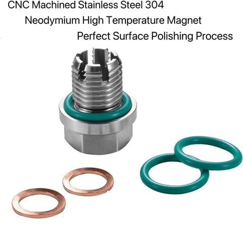 M18x1.5 Double Oversize Magnetic Piggyback Oil Drain Plug Kit With Thread Repair Tool For Sleek Engine Protection And Cool Metal Debris Capture To Keep Your Ride Smooth And Running Tight Without Leaks Or Stress
