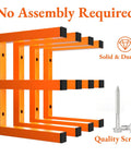 Heavy Duty Wall Mounted Lumber Rack Go Big Or Go Home Holds Over A Ton Knock Clutter Outta The Way Super Metal Wood Organizer Shelf For Garage Workshop 4 Pack Orange with bright orange steel structure and quality screws.