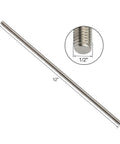 Zadery 304 stainless steel 1/2-13 fully threaded rod, 12 in long, 4-piece set
