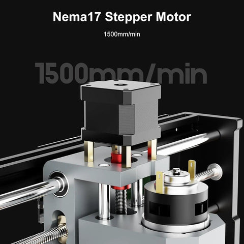 Nema17 stepper motor featured on Badass Desktop CNC Router With Three Axis Engraving Power For Smooth Cutting On Wood Plastic Acrylic And Soft Metals Featuring Smart GRBL Control And Hustle Ready Workshop Rig.