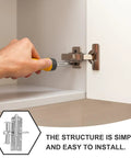Installing sturdy heavy duty cabinet door hinge with self closing spring damper for smooth controlled closing in kitchen cabinets