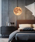 Resin Moon Pendant Lamp With Plug In Adjustable Cord 3D Printed Hanging Ceiling Light Fixture For Home Office Bar Cafe E26 Socket