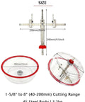 Heavy Duty Adjustable Hole Saw Cutter Kit Twin Blade Drywall Tool For Recessed Lights Cuts Like A Dream With Zero Hassle Featuring Clear Dust Cover and dimensions.