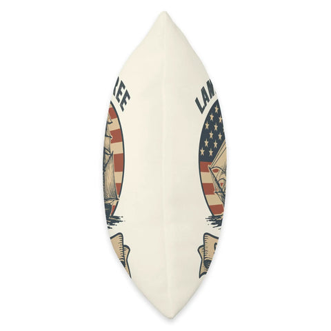 Side view of All American Merica Vibe Sailboat Patriotic Throw Pillow For Fourth Of July Celebration Red White And Blue Decor Land Of The Free Since 1776 Americana Accent For Home Independence Day Cushion.
