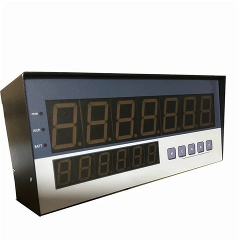 Side view of high precision magnetic scale with LCD readout for linear displacement and CNC encoder applications no contact measurement