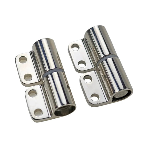 Two chrome-plated zinc alloy cabinet damping hinges with screw holes