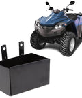 Slick Road Ready Motorcycle Battery Box Heavy Duty Metal Protective Case with pre-drilled holes beside a dirtbike.