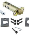 Components of Privacy Round Crystal Glass Door Knob Set In Timeless Bronze With Solid Forged Brass Plates, One Door Kit