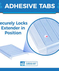 Close-up of magnetic vent extender showing adhesive tabs for secure placement. Product: Magnetic Vent Extender for Under Furniture with Adjustable 17 to 33 Inch Length, Fits 10 to 12 Inch Floor Registers, Premium 1.0mm Thick Material, 2 Pack, Effortlessly Redirect Heat and Cool Air Under Sofas and Tables.