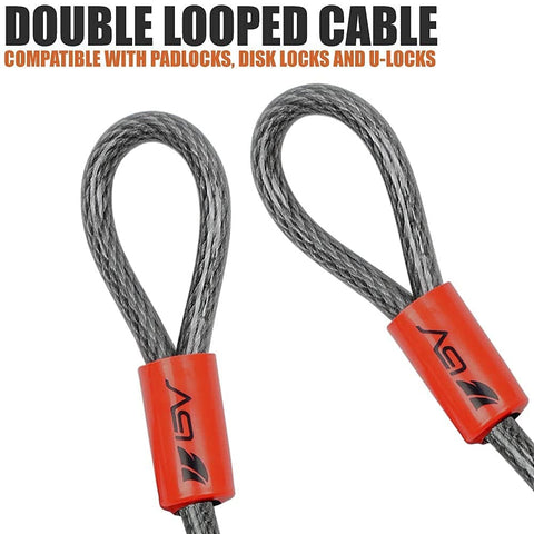 Heavy Duty Security Cable Lock With Loops 10mm Braided Steel Weatherproof and Cut Resistant Wire Cable For Padlock