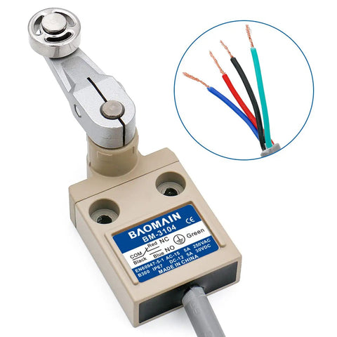 Waterproof SPDT Micro Switch With Side Roller Plunger Sealed IP67 Housing 3 Meter Pre Wired Cable for CNC Automation