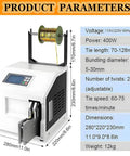 Dead Simple Automatic Twist Tie Machine With Five Shiny Gold Metallic Wire Rolls, dimensions 280x220x230mm, 400W power.