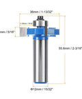 15/32 Inch Shank 3 Wing Carbide Router Bit With Ball Bearing Guide for precise slab flattening and T slot routing, 36mm cutter.
