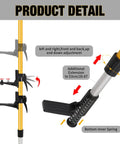 Detailed view of the Heavy Duty Laser Level Pole With Adjustable Mount One Quarter Inch By Twenty Inch Telescoping Pole Extending To Twelve Feet Three Point Seven Meters With Five Eighths Inch Eleven Thread Adapter For Rotary And Line Lasers No Tripod Needed, showing adjustment details and spring mechanism.