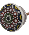 100 Piece Ceramic Floral Drawer Knobs Multicolor Cabinet Pulls Rust Free Flat Profile showing ornate floral design, 1.5 inch diameter.