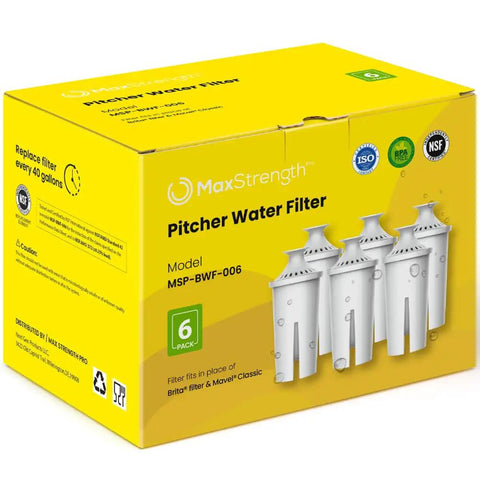 Pro Water Filter Replacement For Standard Pitchers And Dispensers NSF Certified 6 Count 1 Year Supply box
