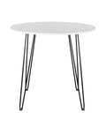 Round table with Industrial Hairpin Leg Set Of 4 Black Powder Coated Metal Furniture Legs For DIY Tables Desks Dining Counters And Kitchen Tables Built To Last Heavy Duty Modern Design.
