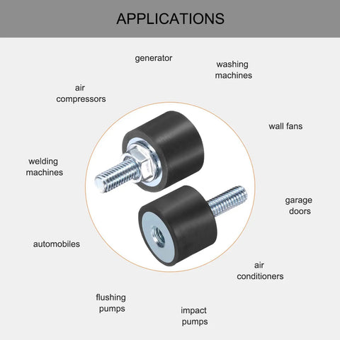 Six Pack M6 Rubber Isolator Mounts With Studs 20x15mm Vibration Absorbers application examples for motors machines equipment