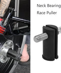 Beefy Universal Steering Neck Bearing Race Puller For 1-1/8 Inch To 2-5/8 Inch ID Races displayed in use on motorcycle.