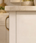 Side view of 10 Pack Antique Brass Cabinet Pulls With Ergonomic Curved Grip for 5 Inch Kitchen Cabinets and Drawers.