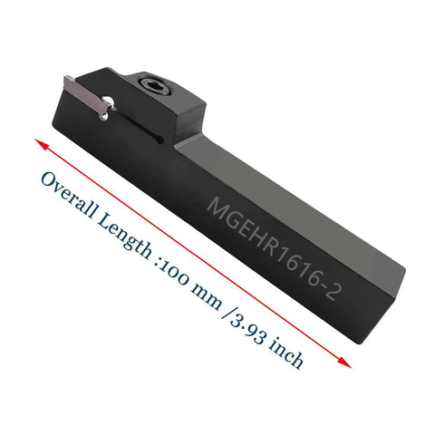 Lathe Grooving Tool Holder MGEHR1616-2 With 11 MGMN200-G Indexable Carbide Inserts, durable 40Cr steel, 100mm length